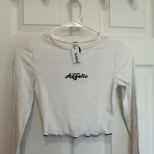 Garage Small Long Sleeved White Lettuce Trim Shirt